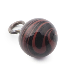 Antique Czech pink swirl black lampwork ball glass button 11mm