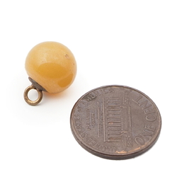 Antique Czech semi translucent yellow juice lampwork ball glass button 11mm 