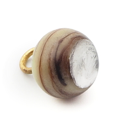 Antique Czech foil eye yellow brown lampwork ball glass button 11mm