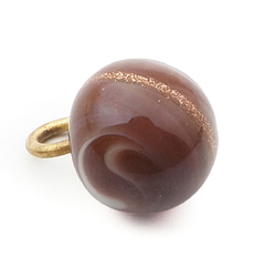 Antique Czech aventurine gold brown swirl lampwork glass ball button 12mm