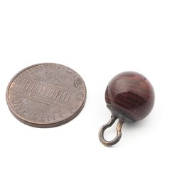 Antique Czech brown pink swirl lampwork ball glass button 12mm