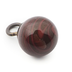 Antique Czech brown pink swirl lampwork ball glass button 12mm