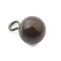 Antique Victorian Czech green brown swirl lampwork ball glass button 11mm