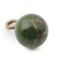 Antique Czech aventurine gold swirl jade green lampwork glass ball button 11mm