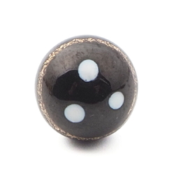 Antique Czech aventurine gold white spot black lampwork ball glass button 11mm