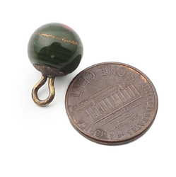 Antique Czech aventurine gold green swirl spot lampwork ball glass button 12mm