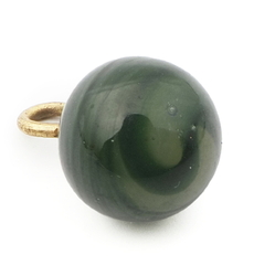 Antique Victorian Czech green swirl opaline lampwork glass ball button 12mm