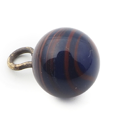 Antique Victorian Czech cobalt blue swirl striped lampwork ball glass button 12mm