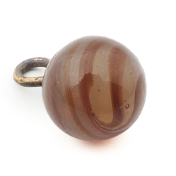 Antique Czech brown swirl opaline lampwork ball glass button 11mm