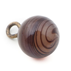 Antique Czech brown swirl opaline lampwork ball glass button 11mm