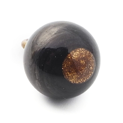 Antique Czech aventurine gold eye black lampwork glass ball button 11mm