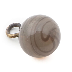 Antique Czech swirl beige opaline lampwork glass ball button 11mm