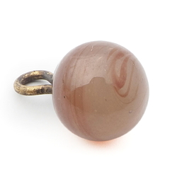 Antique Czech brown swirl beige opaline lampwork glass ball button 11mm