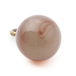 Antique Czech brown swirl beige opaline lampwork glass ball button 11mm