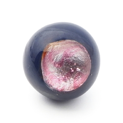 Antique Czech foil under pink eye cobalt blue lampwork ball glass button 11mm 