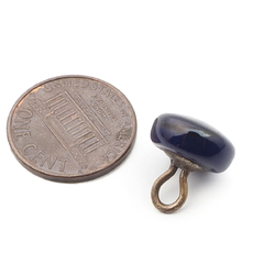 Antique Czech orange spot blue lampwork glass button 12mm