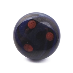 Antique Czech orange spot blue lampwork glass button 12mm