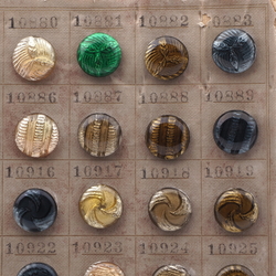 Sample Card (24) antique Victorian Czech rosette shank glass buttons 14mm