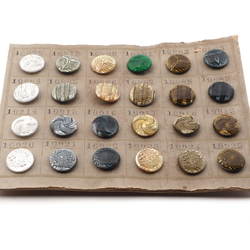 Sample Card (24) antique Victorian Czech rosette shank glass buttons 14mm