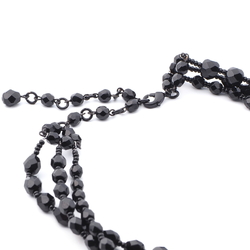 Czech jet black mourning glass choker necklace and pendant