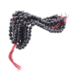 Hank (280) antique Victorian Czech blown round black glass beads 5mm