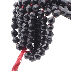 Hank (280) antique Victorian Czech blown round black glass beads 5mm