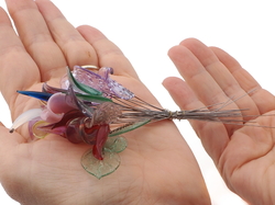 Lot (27) Czech lampwork glass flower leaf and petal headpin stem craft beads