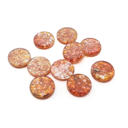 Lot (10) Czech vintage foil marble round disc clear glass cabochons 16mm
