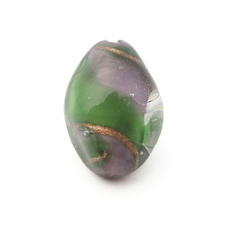 Vintage Czech aventurine gold satin striped crystal cased glass bead 19mm