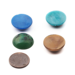 Lot (4) vintage Czech marble moonglow round glass cabochons 20mm