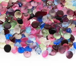 Lot (650) Czech vintage assorted round faceted frost flat top glass rhinestones 4/5mm