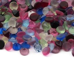 Lot (650) Czech vintage assorted round faceted frost flat top glass rhinestones 4/5mm