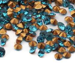 Lot (550) Czech vintage round faceted blue glass rhinestones 2mm