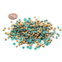 Lot (375) Czech vintage foiled round faceted pale green glass rhinestones 5mm