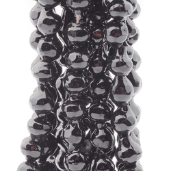 Hank (280) vintage Victorian Czech blown round black glass beads 5mm