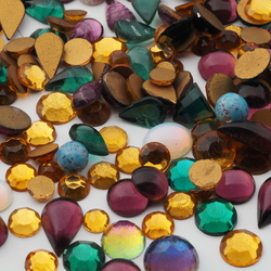 Lot (180) Czech vintage glass cabochons flatback rhinestones