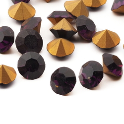 Lot (31) Czech vintage foiled round purple glass rhinestones 12mm