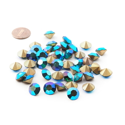 Lot (43) Czech vintage foiled vitrail rainbow glass rhinestones 11.5mm