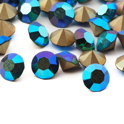 Lot (43) Czech vintage foiled vitrail rainbow glass rhinestones 11.5mm