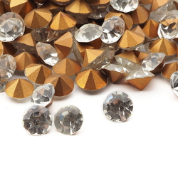 Lot (190) Czech vintage foiled round crystal clear glass rhinestones 8mm