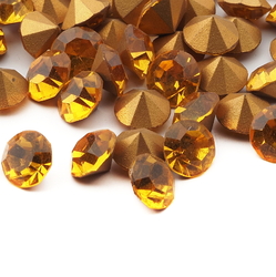 Lot (90) Czech vintage foiled round topaz glass rhinestones 8mm