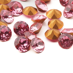 Lot (50) Czech vintage foiled round pink glass rhinestones 10mm
