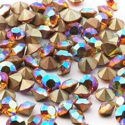Lot (120) Czech vintage foiled vitrail rainbow glass rhinestones 8mm