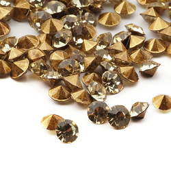 Lot (300) Czech vintage foiled round jonquil yellow glass rhinestones 5mm