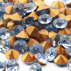 Lot (105) Czech vintage foiled round blue glass rhinestones 8mm