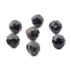 Lot (7) Czech Victorian large antique black ball faceted glass buttons 17mm