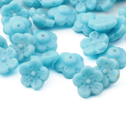 Lot (50) Antique Czech pale blue flower headpin glass beads button elements