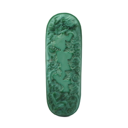 Czech Schlevogt Ingrid malachite glass cherub floral dressing table set mirror insert