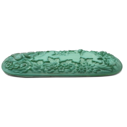 Czech Schlevogt Ingrid malachite glass cherub floral dressing table set mirror insert