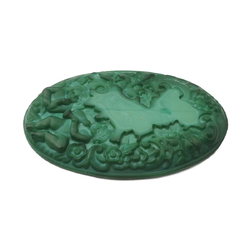 Czech Schlevogt Ingrid malachite glass cherubs oval dressing table set mirror insert